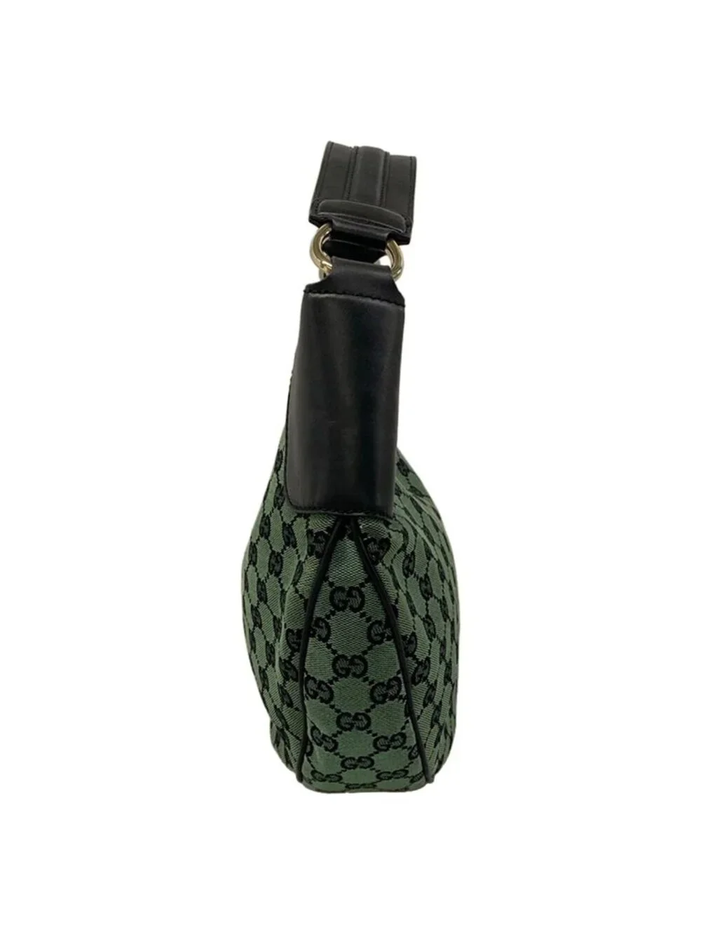 ★SOLD★ Gucci Shoulder Bag GG Pattern Green Black Leather - Picture 2 of 15